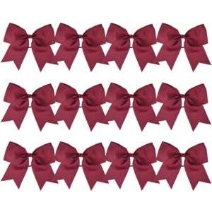 Large Cheer Bows Maroon Ponytail Holder Girls Elastic Hair Ties 8" 12PCS Hair Accessories for Teens Women Girls Softball Competition Sports Cheerleaders