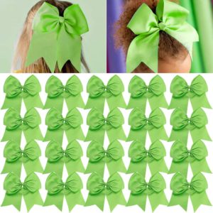 Large Cheer Bows Green Ponytail Holder Girls Elastic Hair Ties 8" 20PCS Hair Accessories for Teens Women Girls Softball Competition Sports Cheerleaders