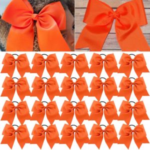 Large Cheer Bows Orange Ponytail Holder Girls Elastic Hair Ties 8" 20PCS Hair Accessories for Teens Women Girls Softball Competition Sports Cheerleaders