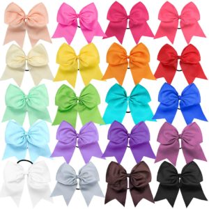 Large Cheer Bows Ponytail Holder Girls Elastic Hair Ties 8" 20PCS Hair Accessories for Teens Women Girls Softball Competition Sports Cheerleaders