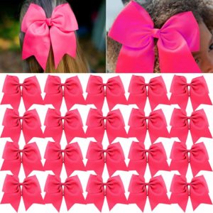 Large Cheer Bows Pink Ponytail Holder Girls Elastic Hair Ties 8" 20PCS Hair Accessories for Teens Women Girls Softball Competition Sports Cheerleaders