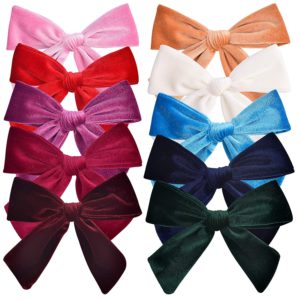 Hair Bows for Toddler Girls Bows for Girls 6" Velvet Pigtail Bows 10 PCS Hair Accessories Clips for Teens