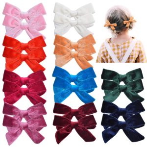 20 Pieces Toddler Hair Clips Hair Bows Accessories For Girls Velvet Bows For Little Girl Pigtail Bows 10 Pairs
