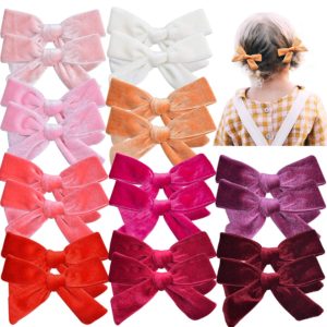 20 Pieces Toddler Hair Clips Hair Bows Accessories For Girls Velvet Bows For Little Girl Christmas Red Pigtail Bows 10 Pairs