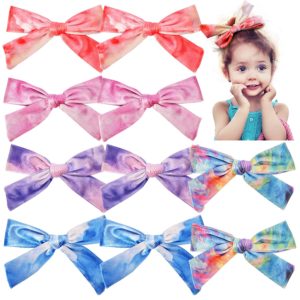 Toddler Hair Clips Hair Bows Accessories For Girls Velvet Bows For Little Girl Pigtail Bows Tie-Dye 5 Inches Pack of 10