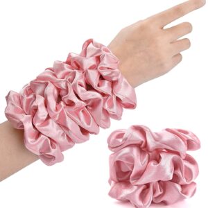 CEELGON Pink Silk Scrunchies for Women Satin Scrunchies Silk Hair Ties Elastic Thick Hair Scrunchie 10 Pack (Pink)