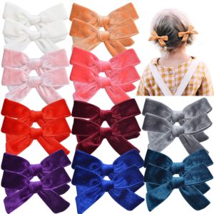 20 Pieces Toddler Hair Clips Hair Bows Accessories For Girls Velvet Bows For Little Girl Red Blue Pigtail Bows 10 Pairs