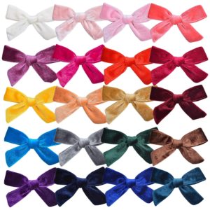 20 Pieces Toddler Hair Clips Hair Bows Accessories For Girls Velvet Bows For Little Girl Pigtail Bows